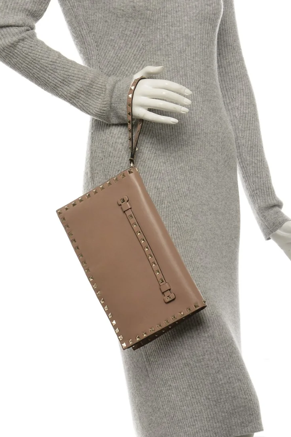 Valentino Garavani Rockstud leather wristlet clutch