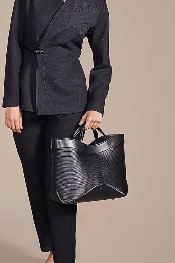 AMPM Black Faux Leather Tahele Tote Bag