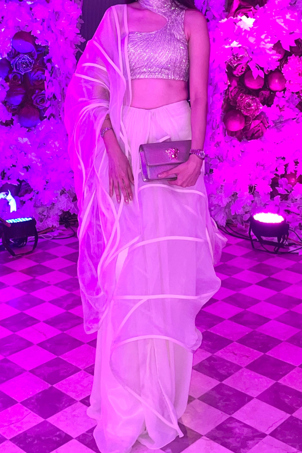 Gaurav Gupta Ivory Sculpted Saree