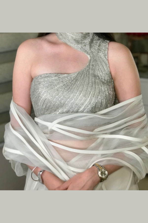 Gaurav Gupta Ivory Sculpted Saree