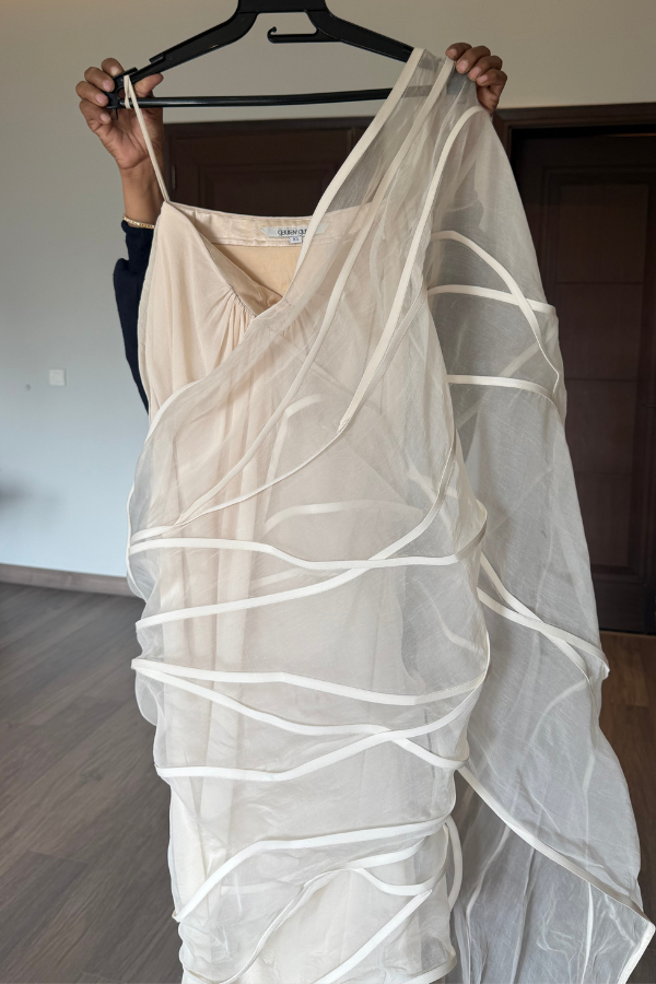 Gaurav Gupta Ivory Sculpted Saree