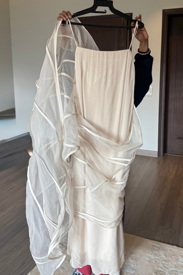Gaurav Gupta Ivory Sculpted Saree