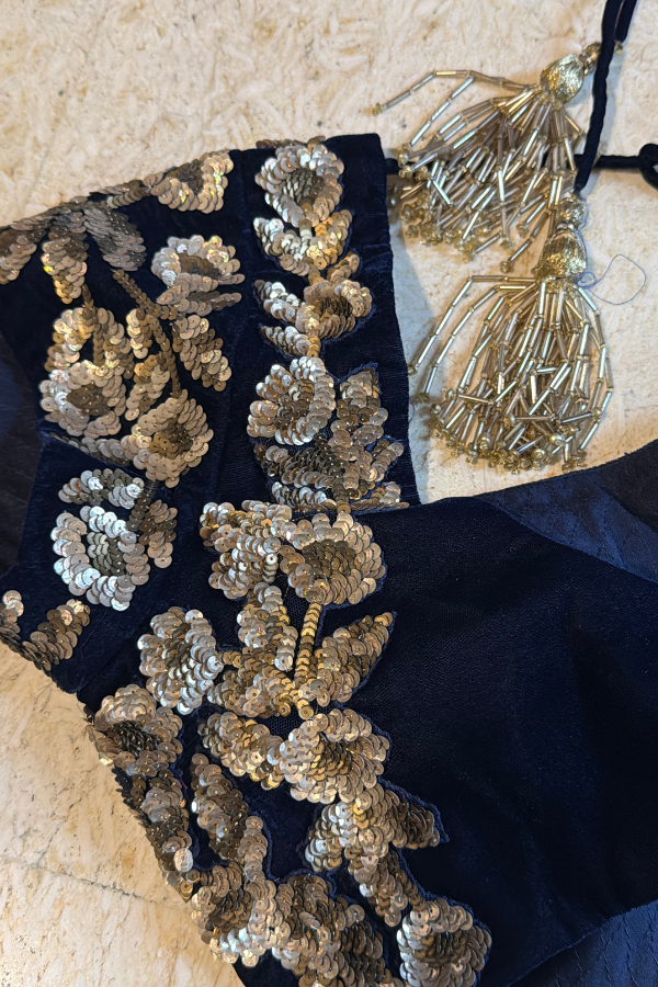 Manish Malhotra Midnight Blue Embroidered Lehenga Set