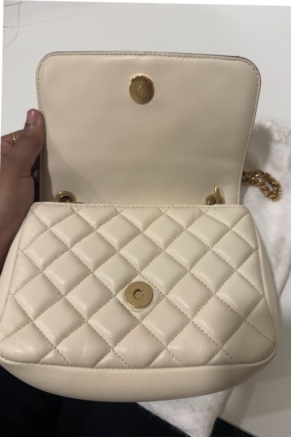 Versace White Quilted Leather La Medusa Chain Crossbody Bag