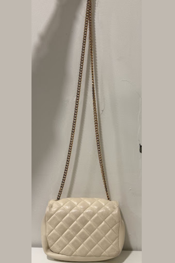 Versace White Quilted Leather La Medusa Chain Crossbody Bag