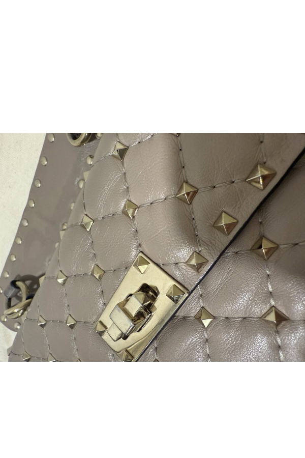 Valentino Old Rose Quilted Leather Small Rockstud Spike Chain Bag