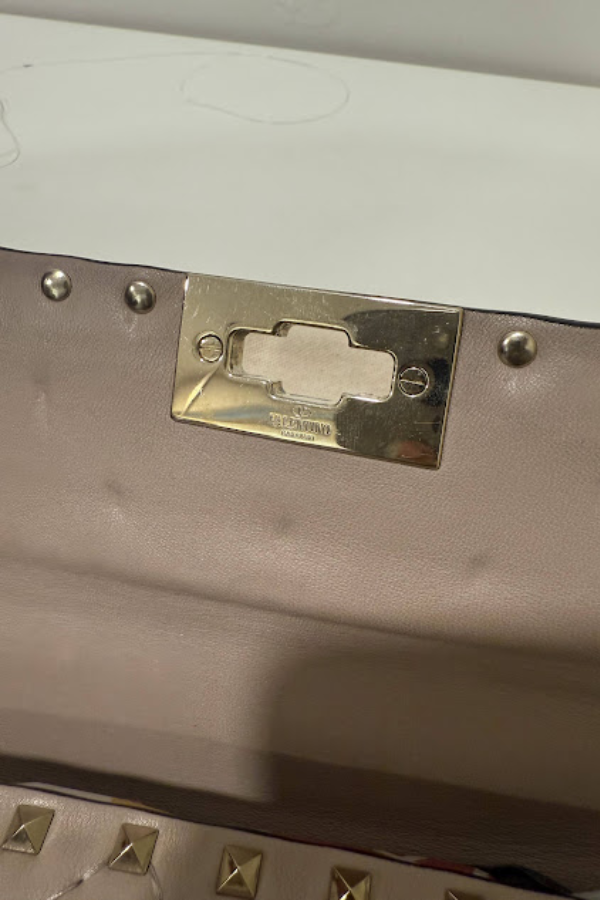 Valentino Old Rose Quilted Leather Small Rockstud Spike Chain Bag