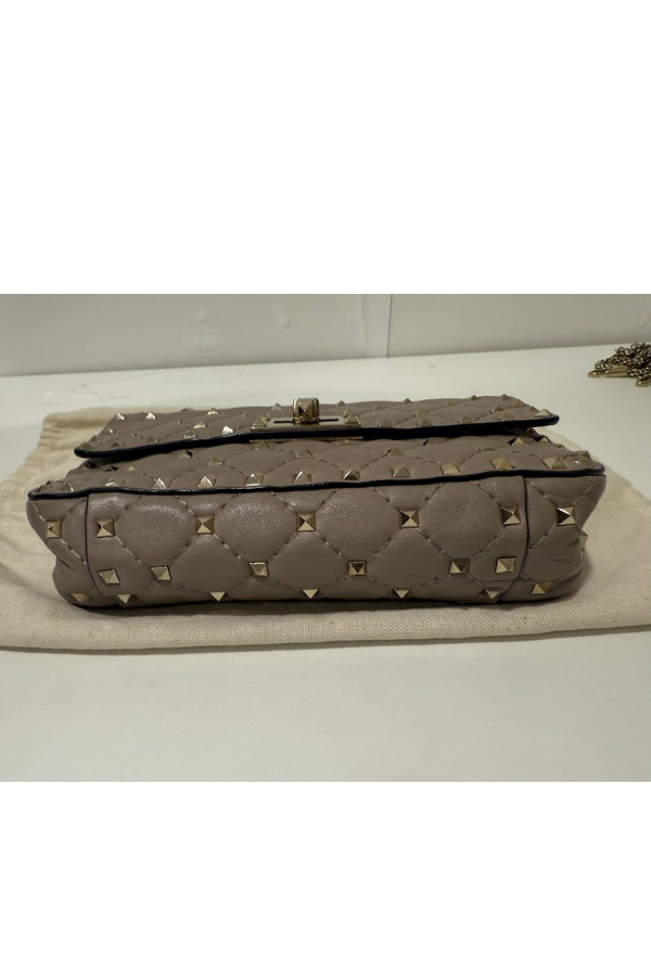 Valentino Old Rose Quilted Leather Small Rockstud Spike Chain Bag