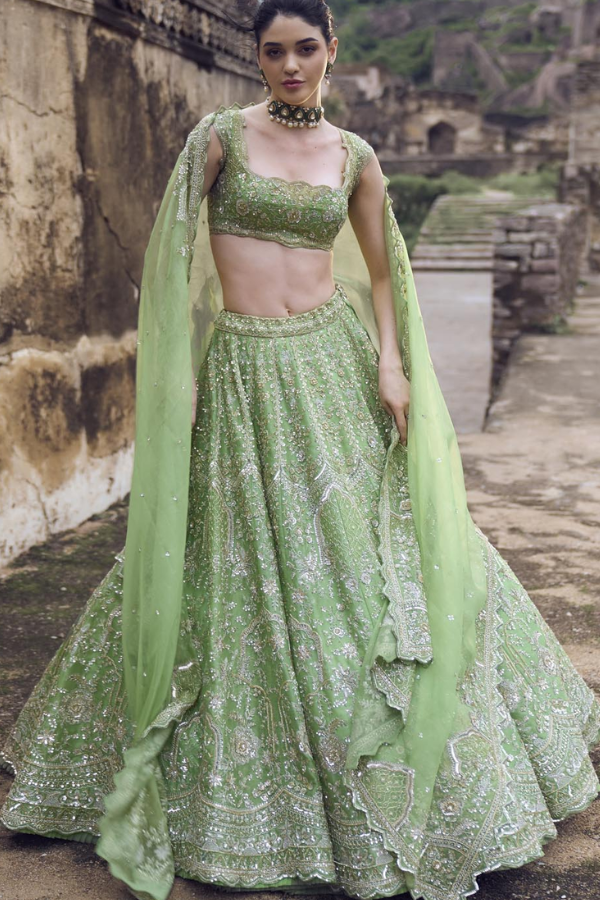 Anushree Reddy Green Lehenga Set
