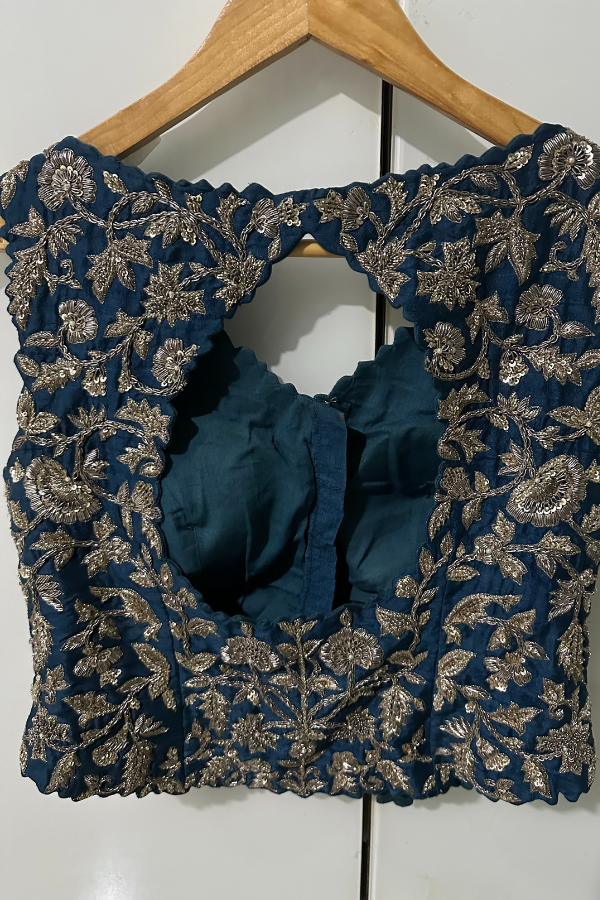 Mrunalini Rao Navy Floral Embroidered Lehenga Set