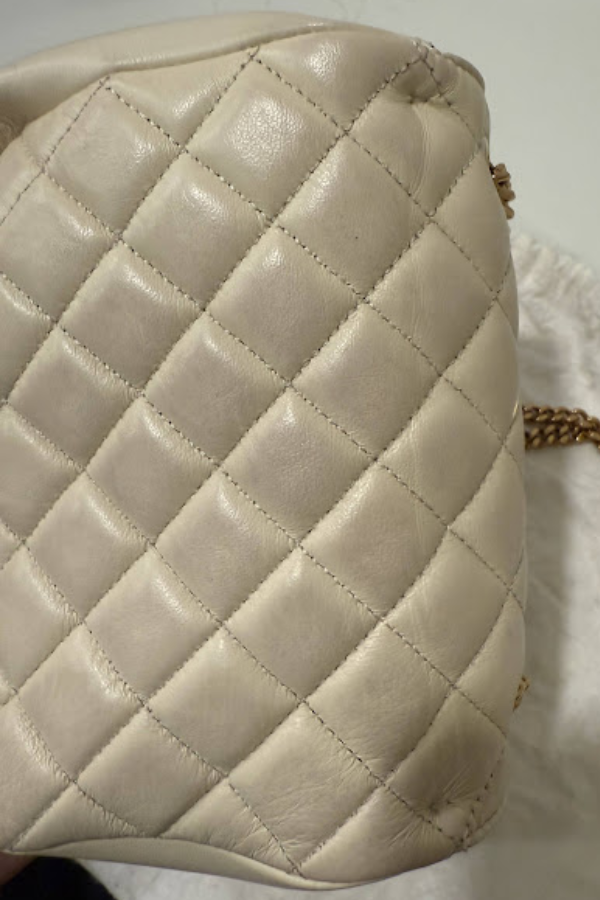 Versace White Quilted Leather La Medusa Chain Crossbody Bag