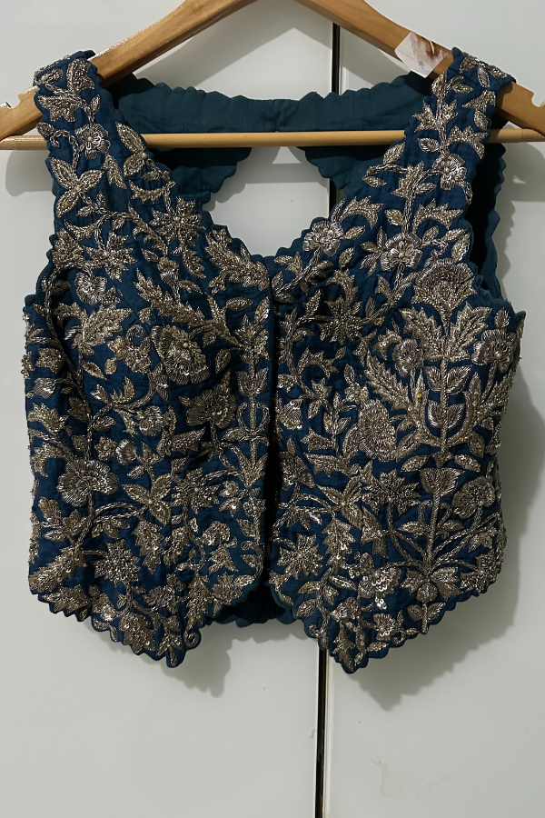 Mrunalini Rao Navy Floral Embroidered Lehenga Set