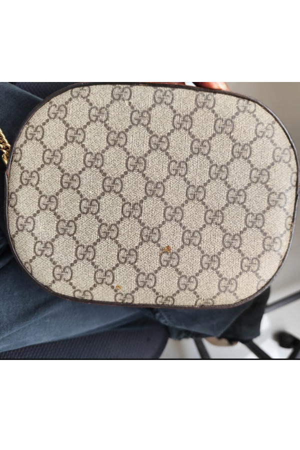 Gucci Beige Brown Coated Canvas and Leather GG Supreme Chain Crossbody