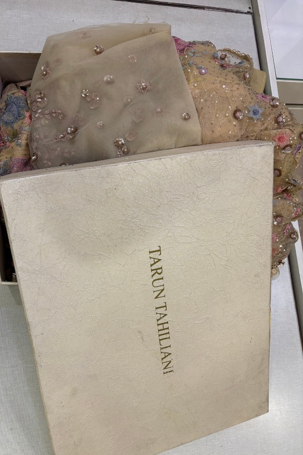 Tarun Tahiliani Pastel Floral Embroidered Net Lehenga Set