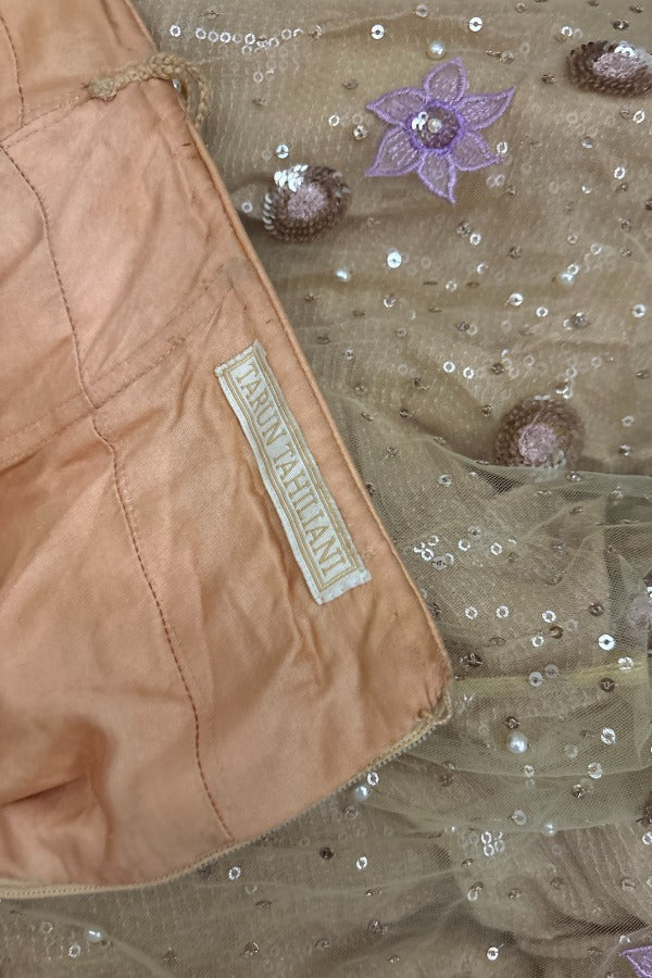 Tarun Tahiliani Pastel Floral Embroidered Net Lehenga Set