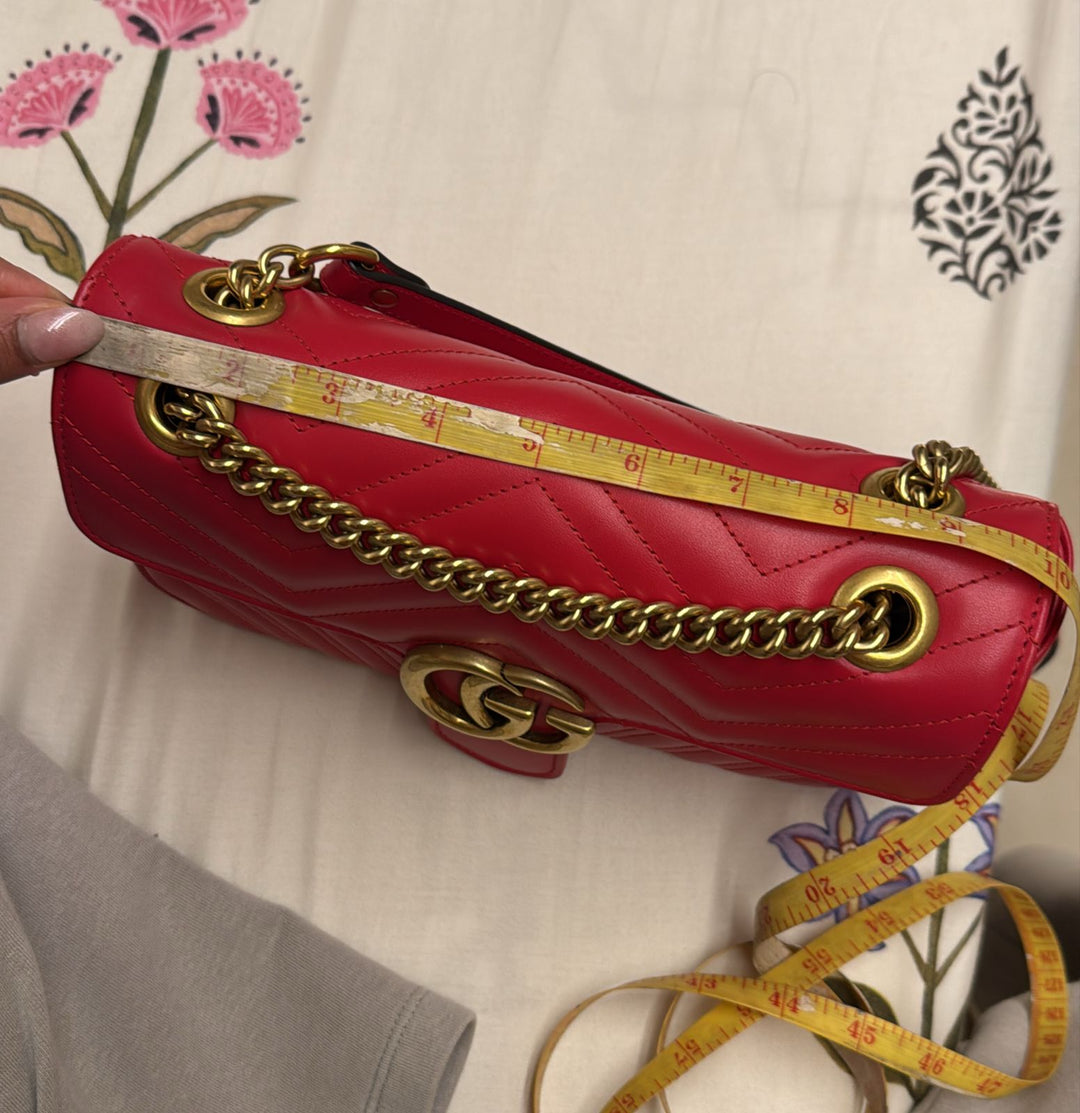 Gucci Marmont GG Small Red Matelassé Crossbody Bag