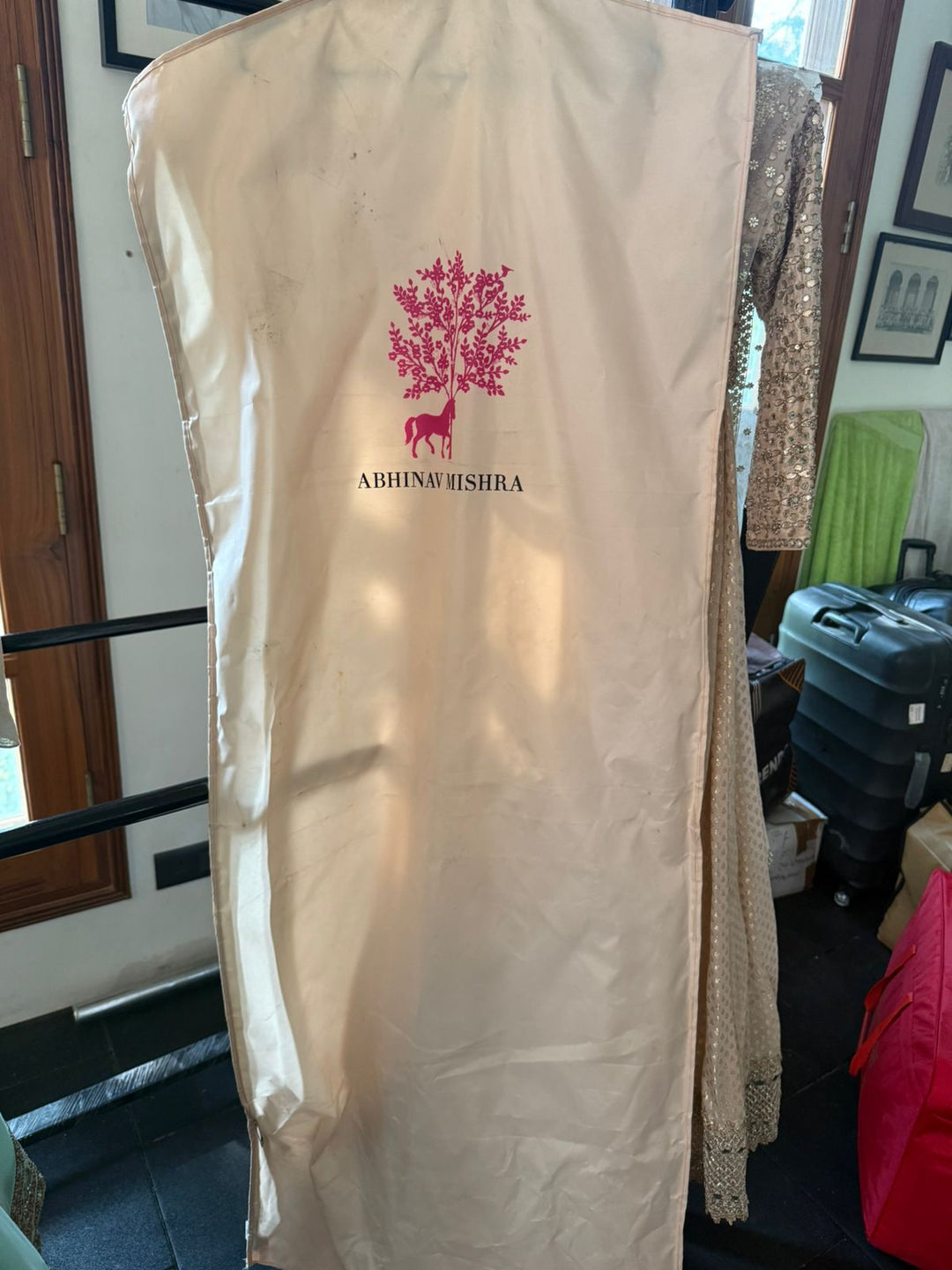 Abhinav Mishra Blush Mirror-Work Lehenga Set