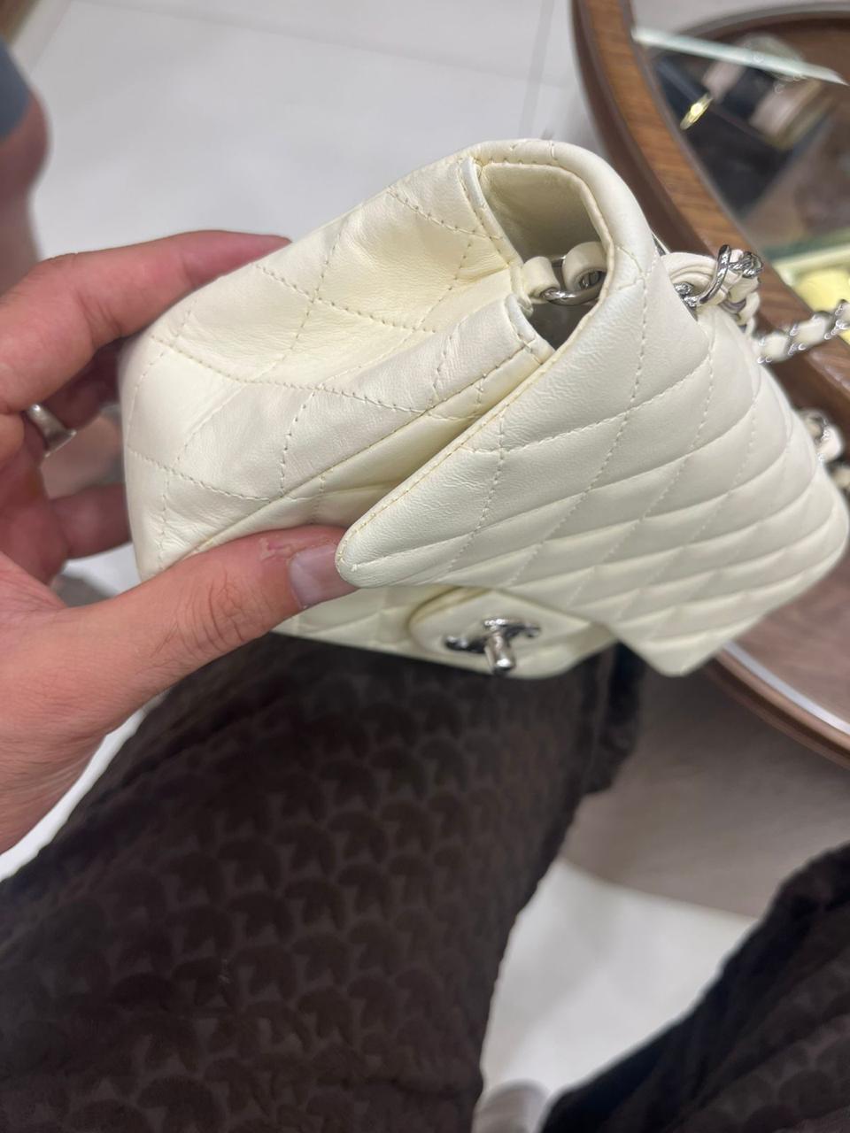 Chanel White Classic Mini Square Flap Bag