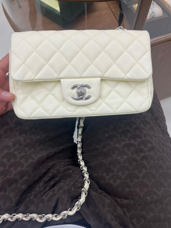 Chanel White Classic Mini Square Flap Bag