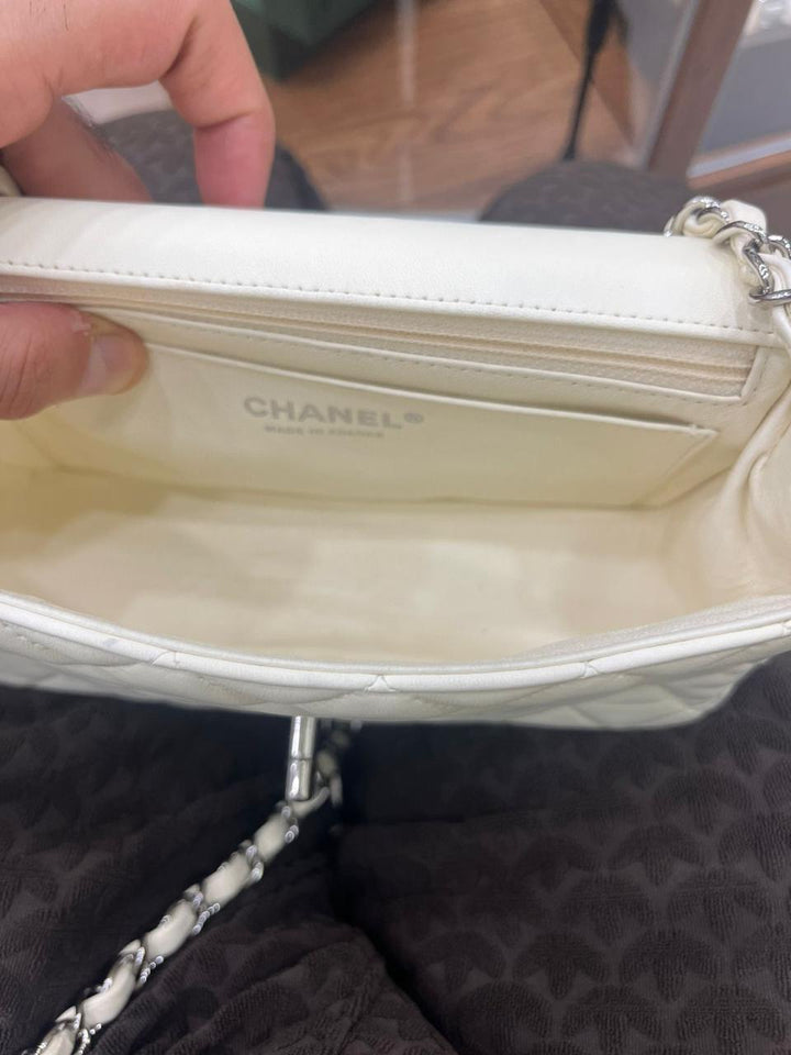 Chanel White Classic Mini Square Flap Bag