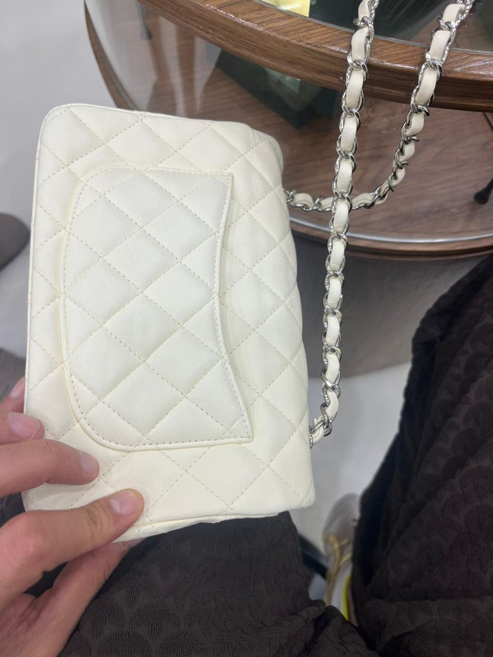 Chanel White Classic Mini Square Flap Bag