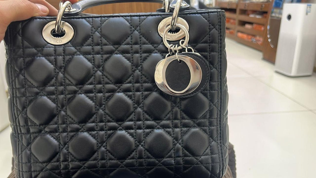 Dior Cannage Black Medium Lady Dior Satchel