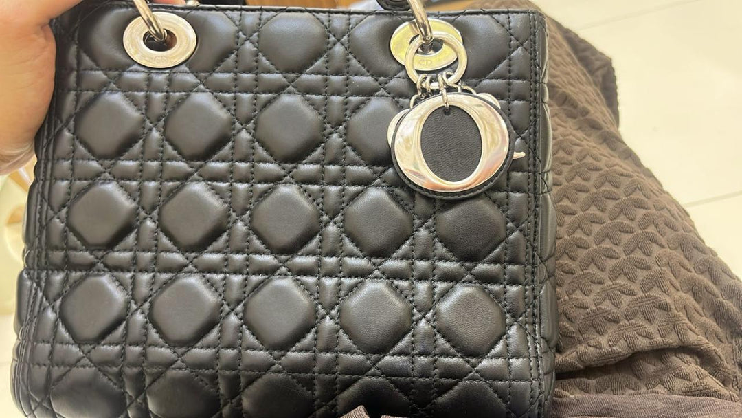 Dior Cannage Black Medium Lady Dior Satchel