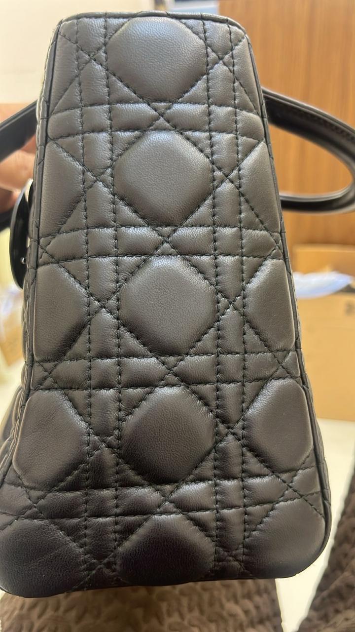 Dior Cannage Black Medium Lady Dior Satchel