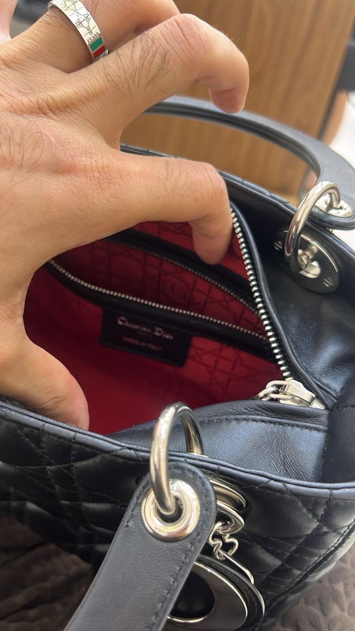 Dior Cannage Black Medium Lady Dior Satchel