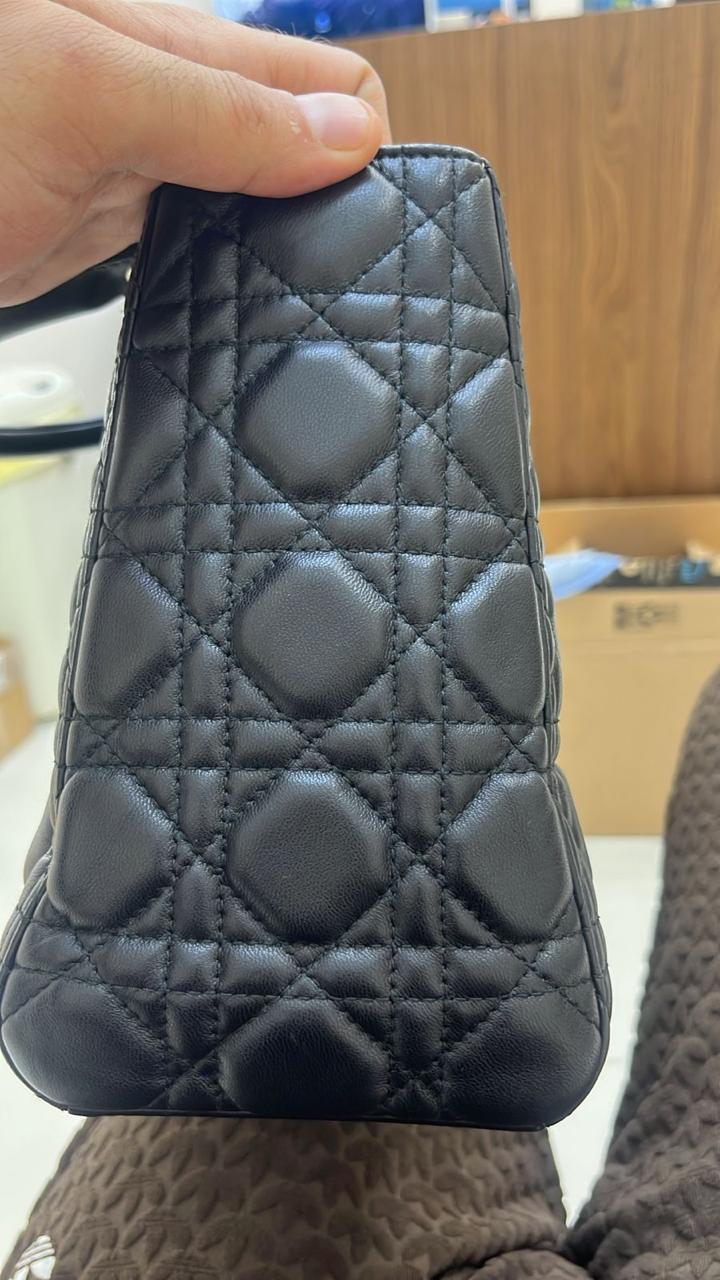 Dior Cannage Black Medium Lady Dior Satchel