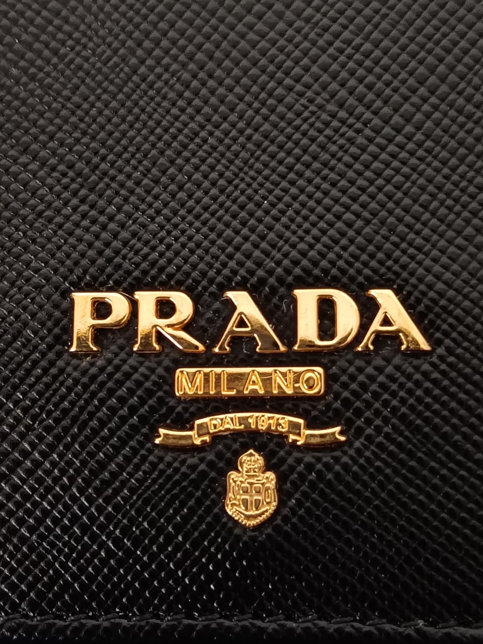 Prada Black Saffiano Metal Leather Wristlet Wallet