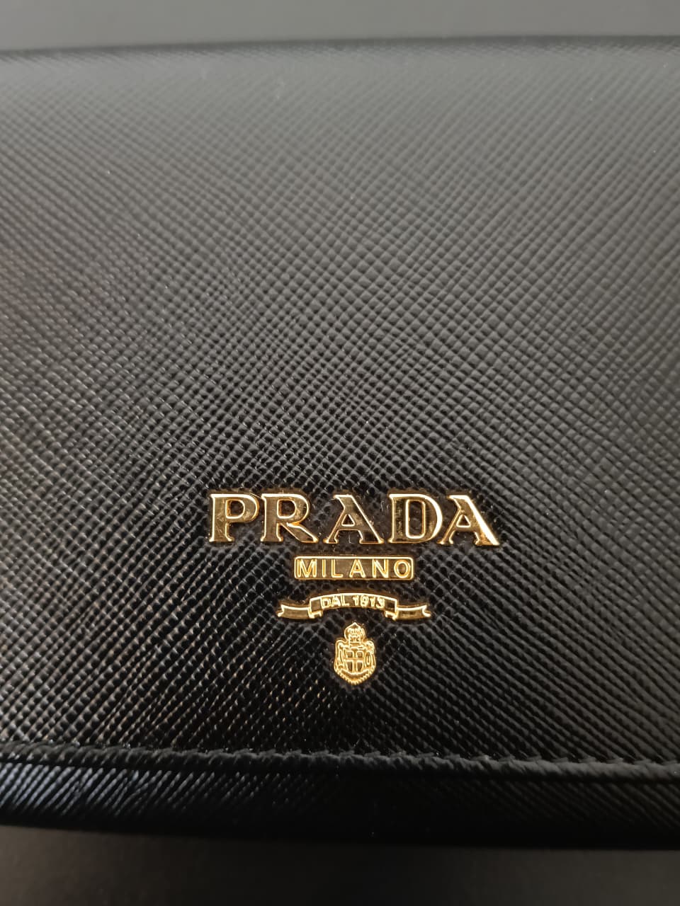 Prada Black Saffiano Metal Leather Wristlet Wallet