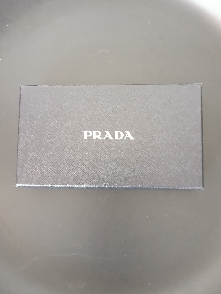 Prada Black Saffiano Metal Leather Wristlet Wallet