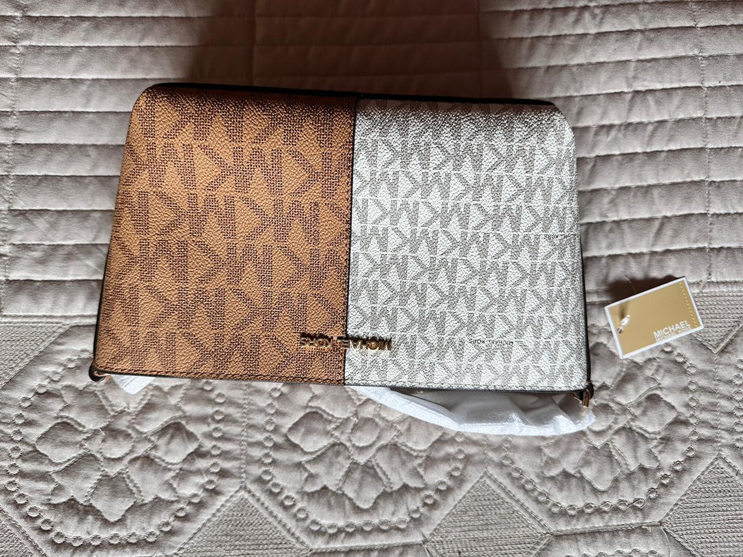 Michael Kors Jet Set Small Two-Tone Logo Crossbody Bag