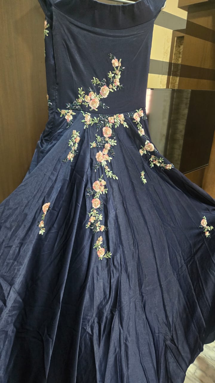 Dolly J Midnight Floral Embroidered Gown
