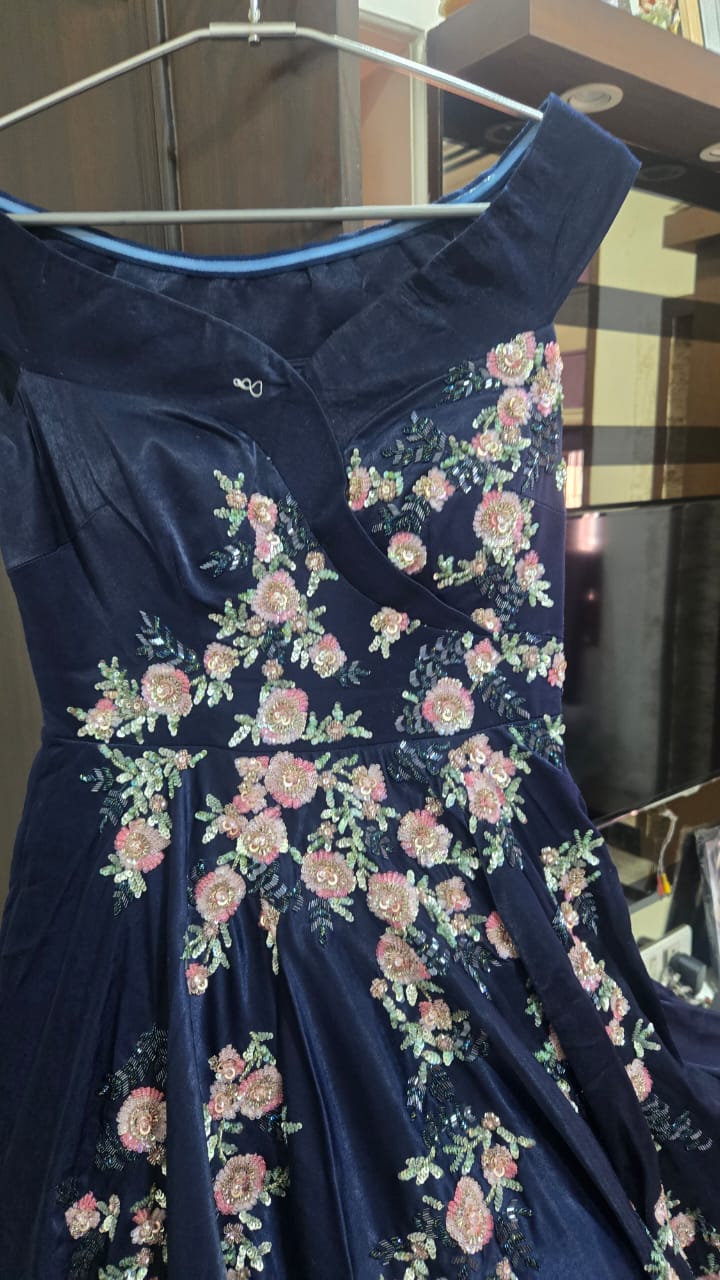 Dolly J Midnight Floral Embroidered Gown
