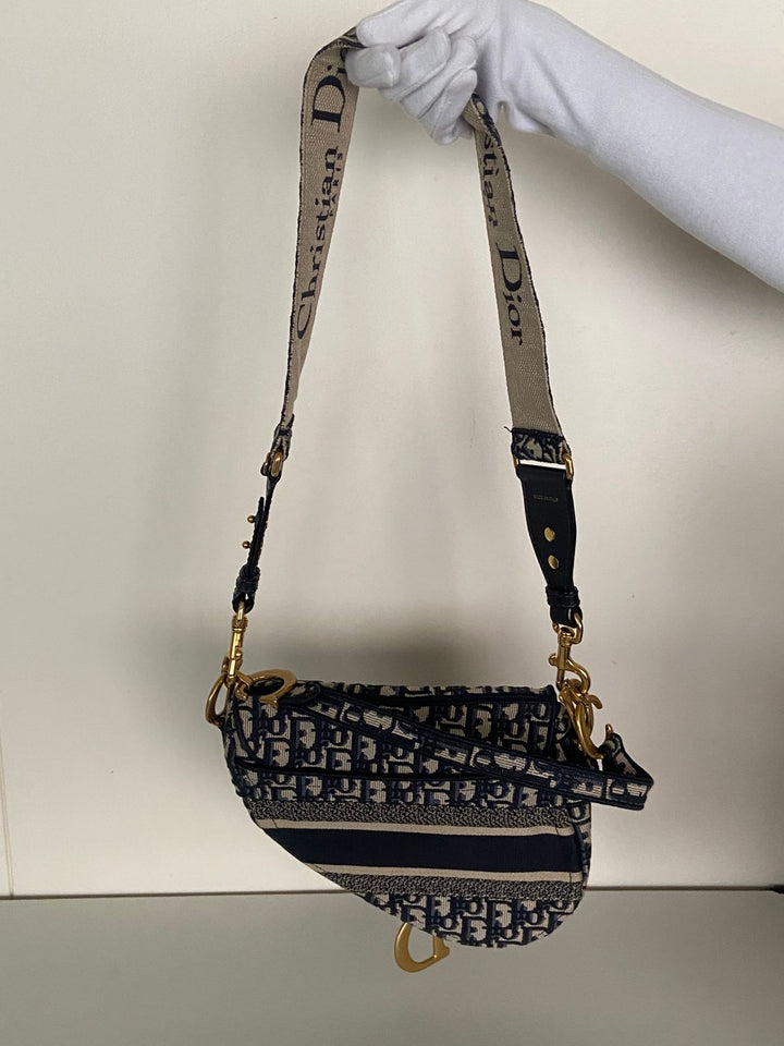 Dior Saddle Bag – Blue Dior Oblique Embroidery
