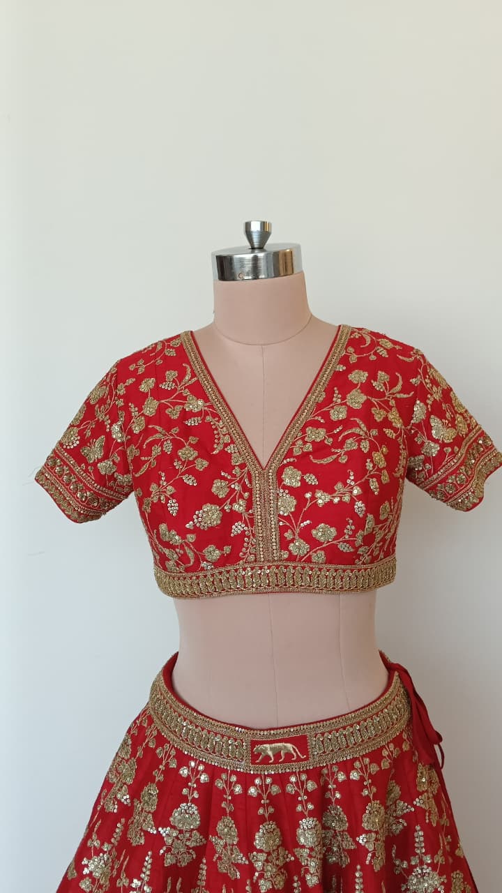 Sabyasachi Red Bridal Lehenga Set