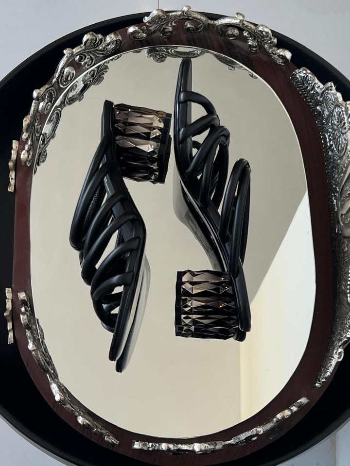 Salvatore Ferragamo Black Leather Amalia Sandals Size 9.5