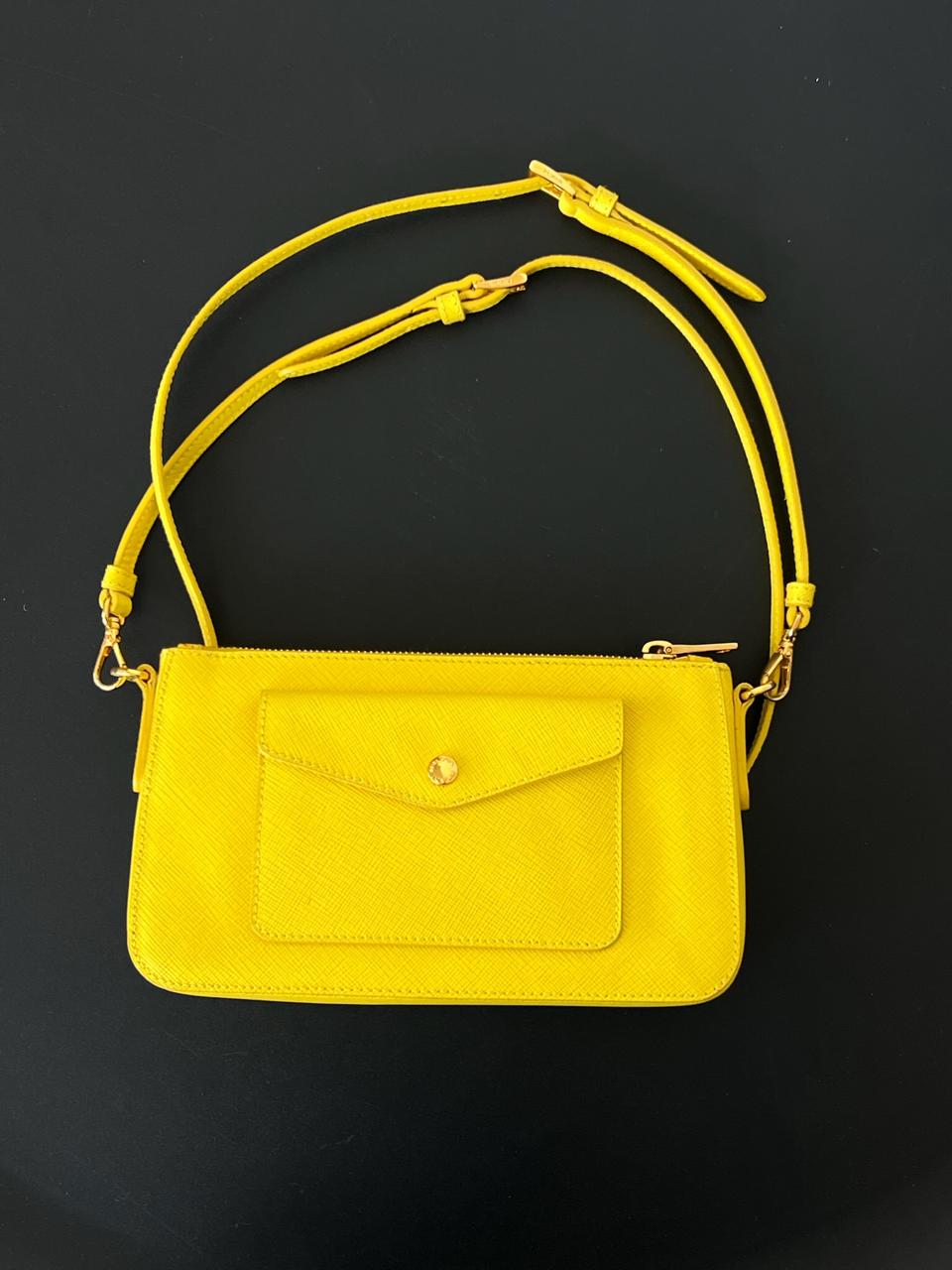Prada Saffiano Lux Leather Front Pocket Crossbody Bag