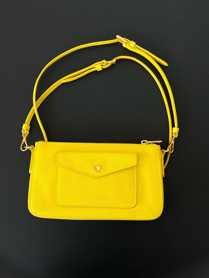 Prada Saffiano Lux Leather Front Pocket Crossbody Bag