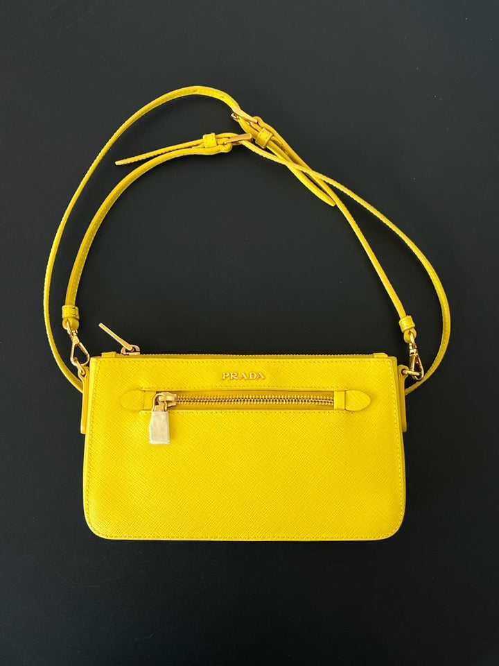 Prada Saffiano Lux Leather Front Pocket Crossbody Bag