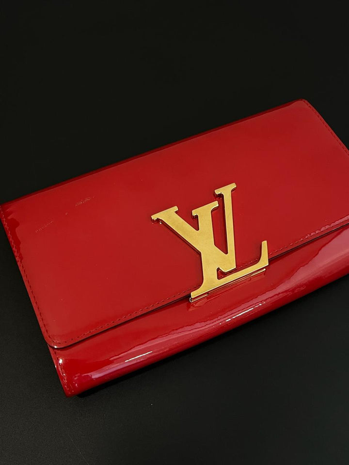 Louis Vuitton Red Louise Patent Leather Clutch