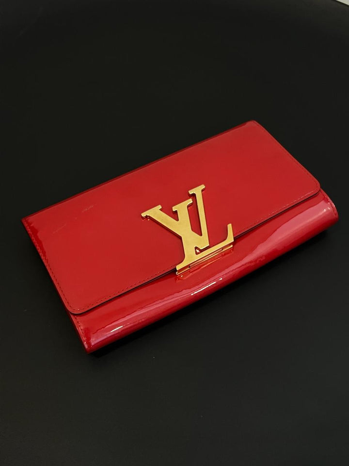 Louis Vuitton Red Louise Patent Leather Clutch