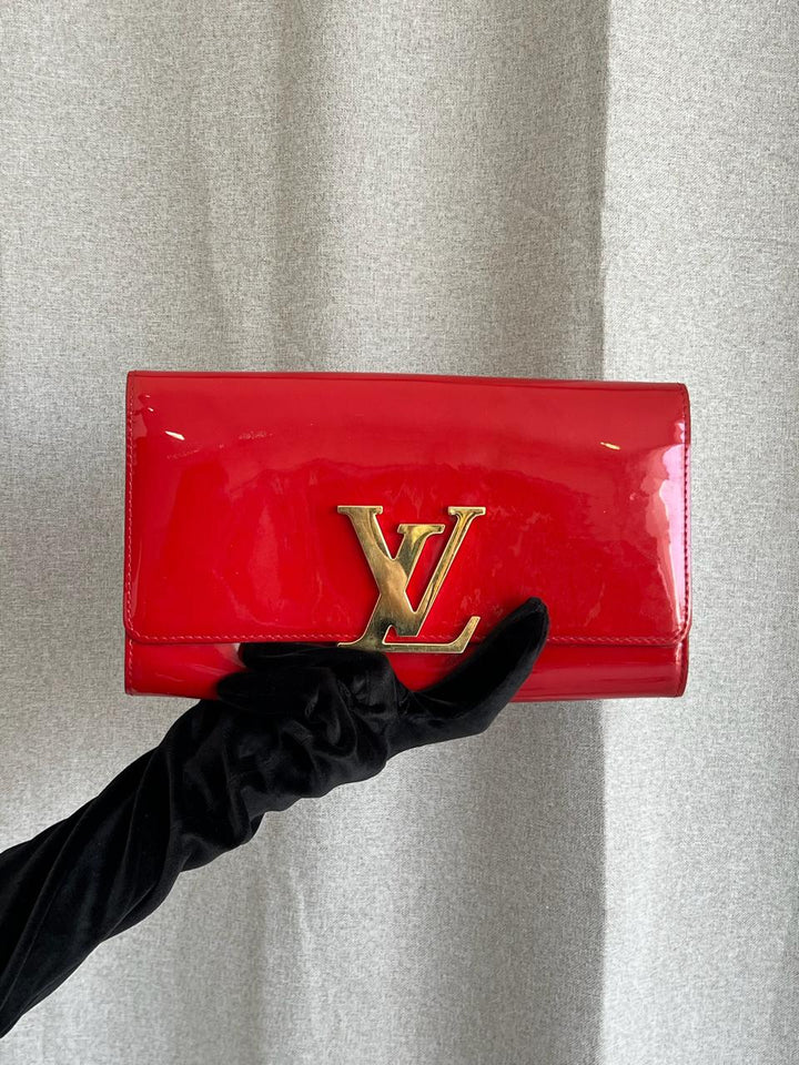 Louis Vuitton Red Louise Patent Leather Clutch