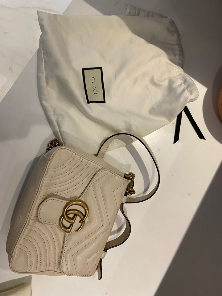 Gucci Leather GG Marmont Top Handle Bag