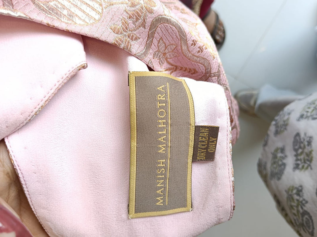 Manish Malhotra Blush Pink Embroidered Saree