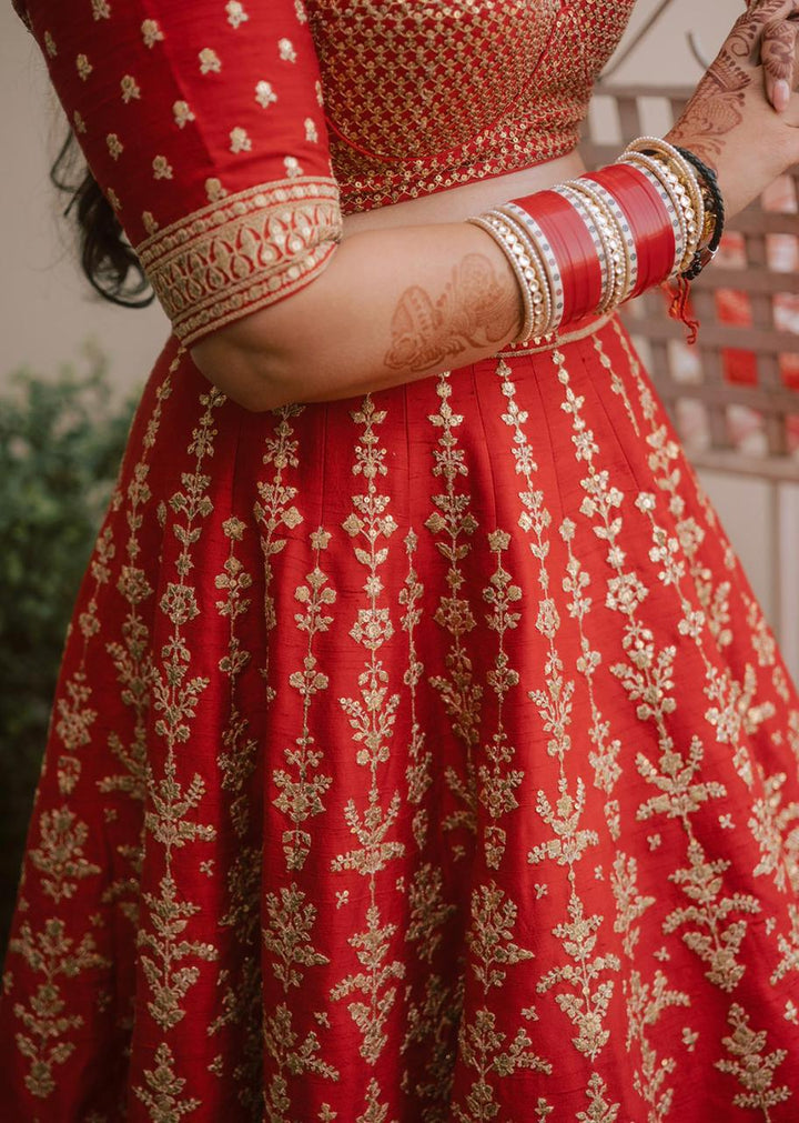 Sabyasachi Red Bridal Lehenga Set