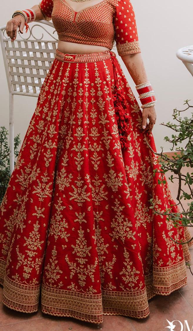 Sabyasachi Red Bridal Lehenga Set