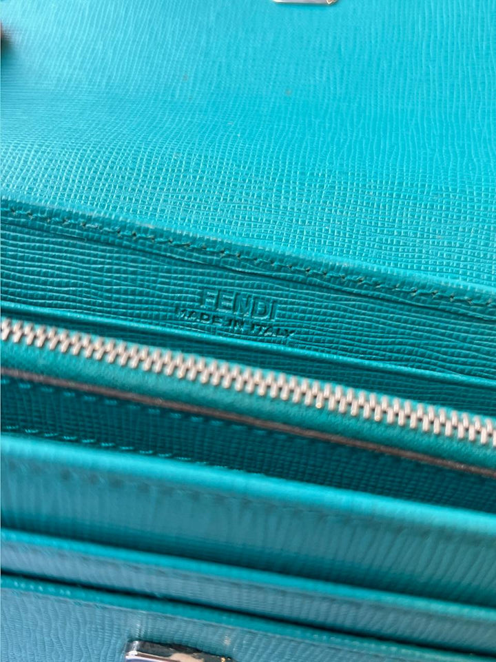 Fendi Two Tone Green Leather 2Jours Continental Wallet